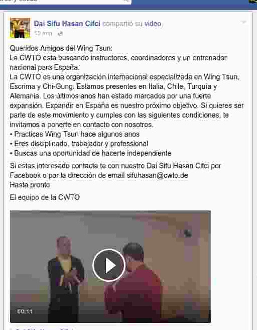 La CWTO de Sifu Hasan Cifci busca coordinador y técnicos para España