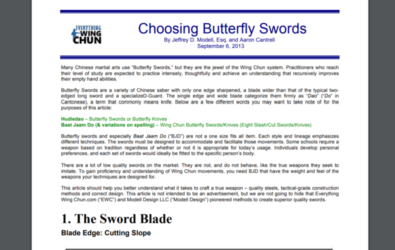 Cómo elegir unos cuchillos mariposa. De Everything Wing Chun